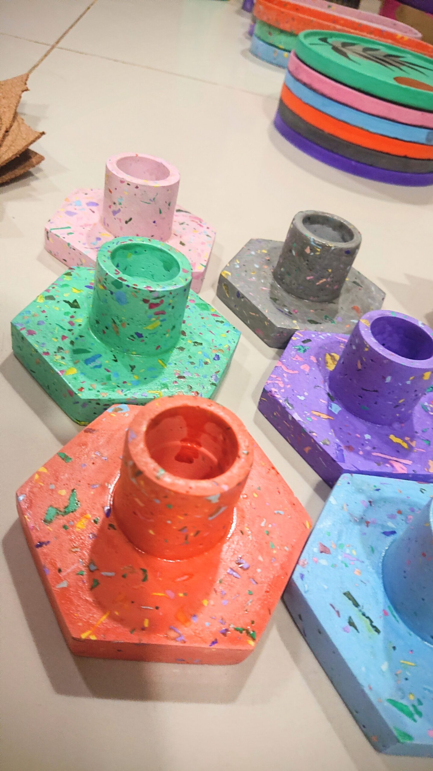 Incense holder | Terrazzo Candlestick & Matchstick Holder | Hexagon Design - Image 9