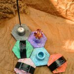 Incense holder | Terrazzo Candlestick & Matchstick Holder | Hexagon Design