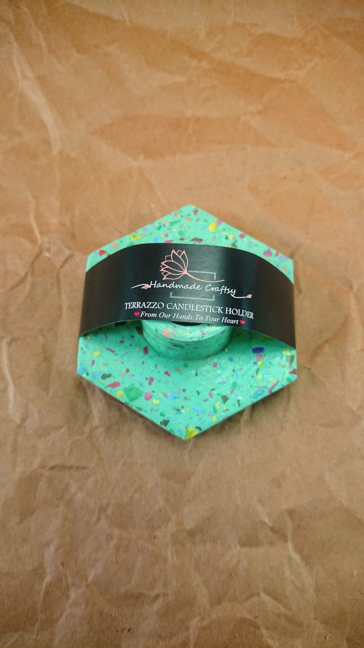 Incense holder | Terrazzo Candlestick & Matchstick Holder | Hexagon Design - Image 4
