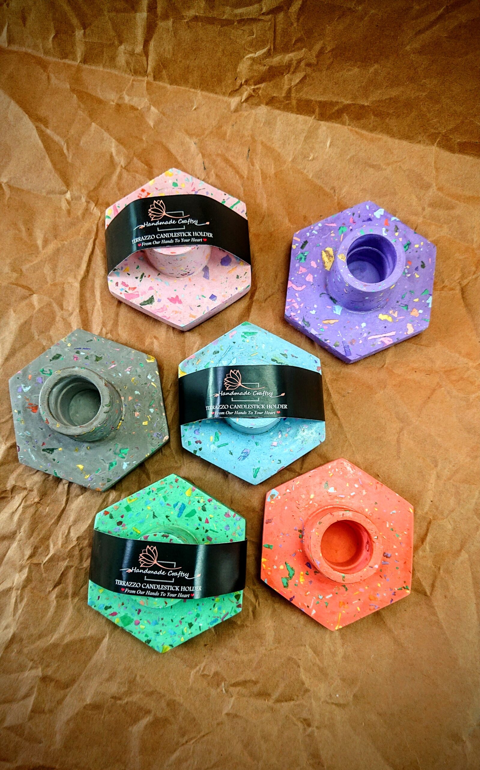 Incense holder | Terrazzo Candlestick & Matchstick Holder | Hexagon Design - Image 2
