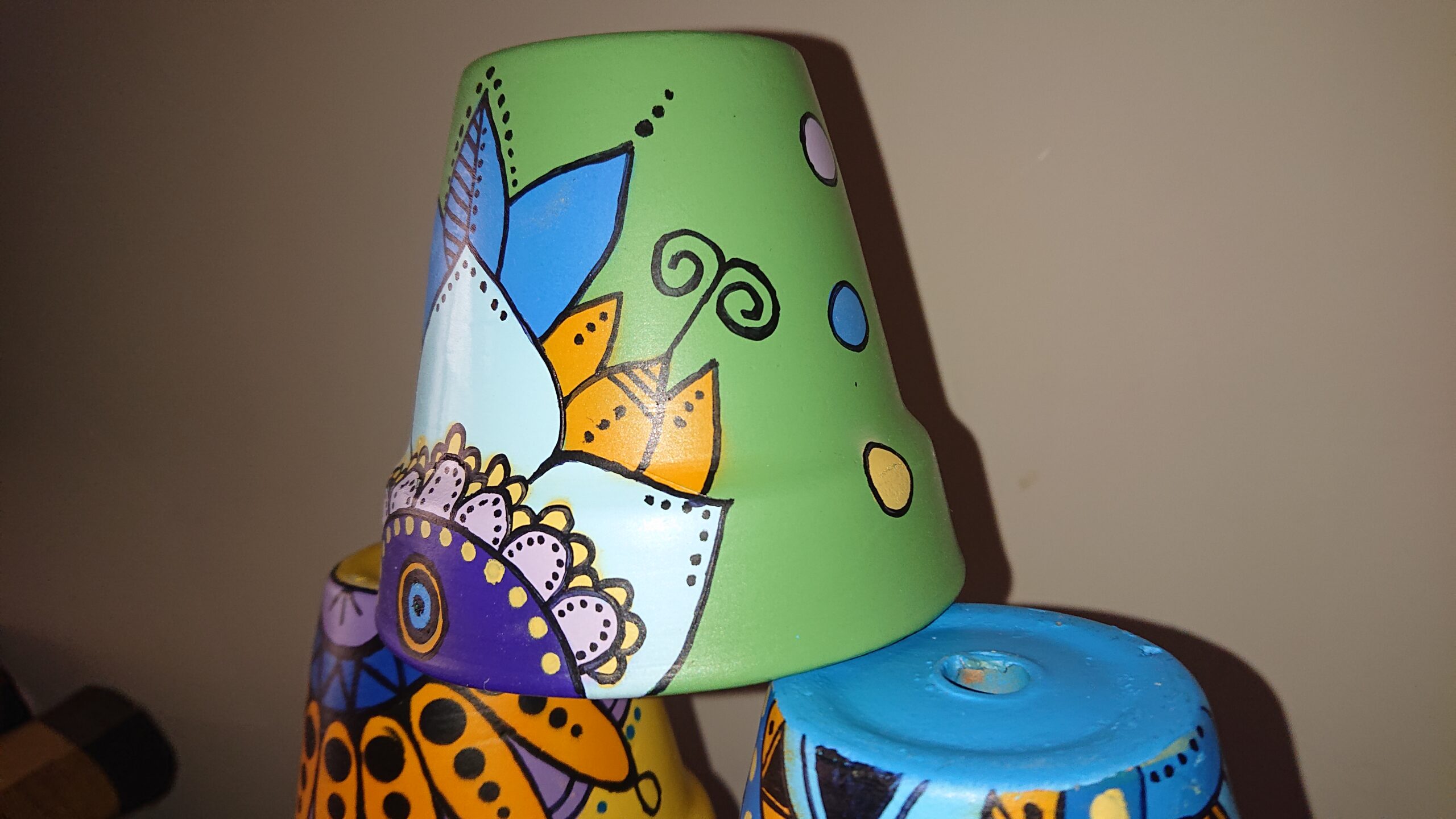 Hand Painted Plant Pots | Mandala Art | Set of 6 Pots - Image 3