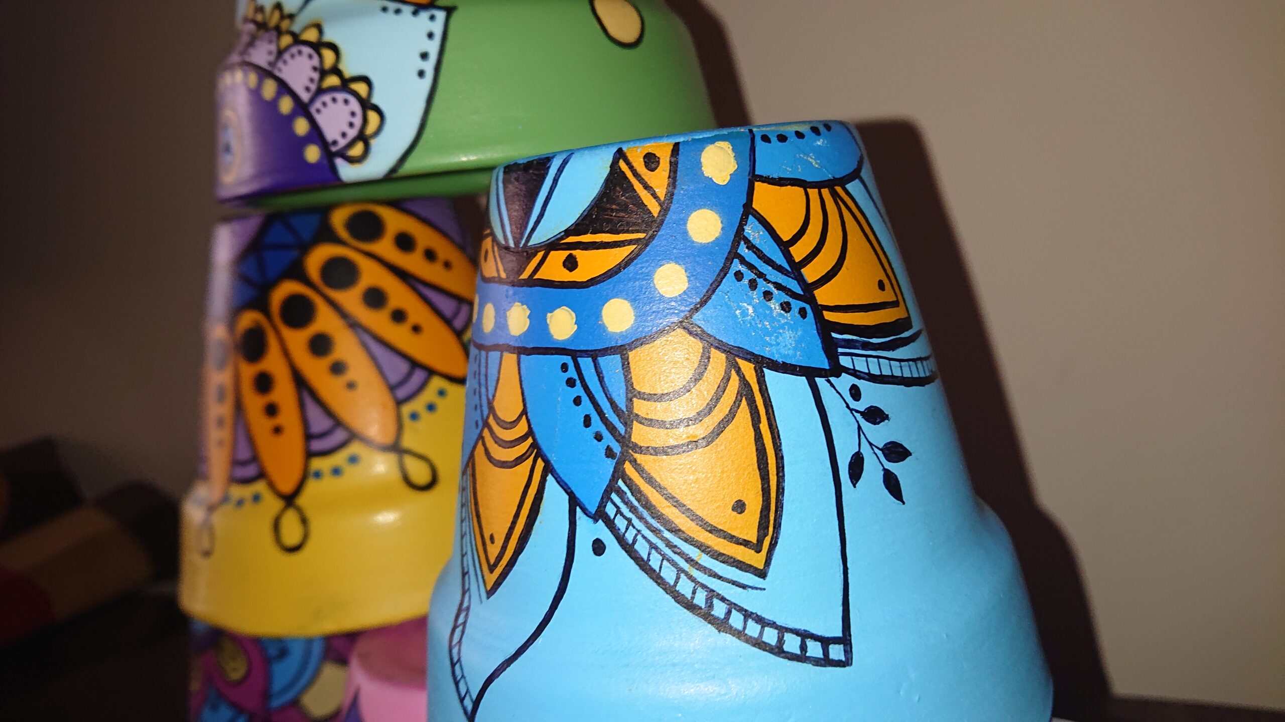 Hand Painted Plant Pots | Mandala Art | Set of 6 Pots - Image 4