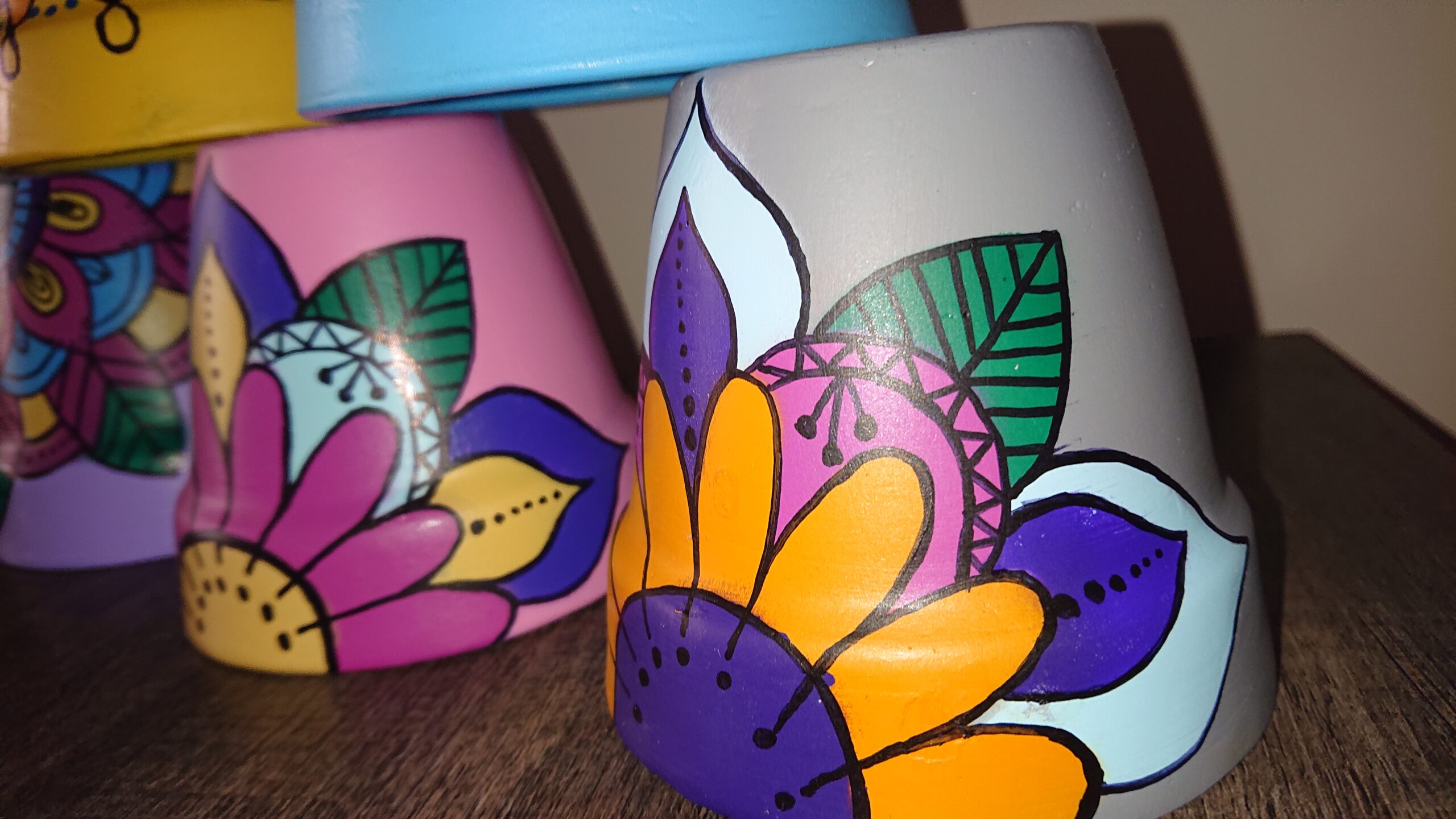 Hand Painted Plant Pots | Mandala Art | Set of 6 Pots - Image 5